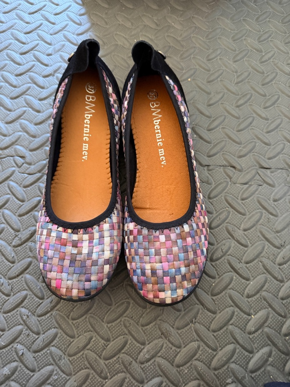 bernie mev. Multicolor Woven Ballet Flats in Black Trim